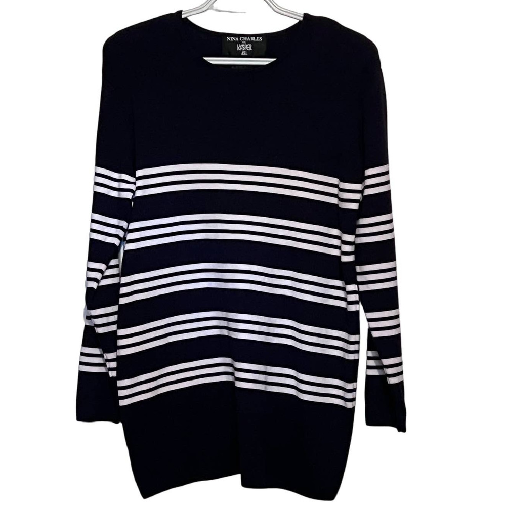 Nina‎ Charles for Kasper A.S.L. Women's Black White Pullover Sweater Size M